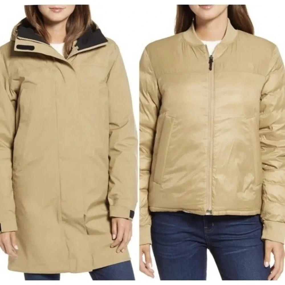 The North Face Transverse TriClimate 800 Fill Power Down 3-in-1 Coat Beige Sz-S
